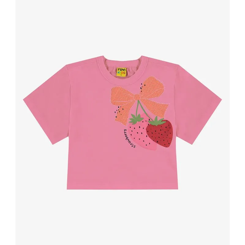 Blusa Infantil Manga Curta Rovi Kids Rosa 12