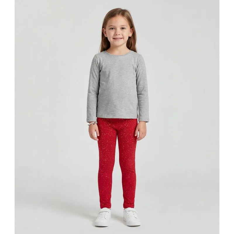 Legging Infantil Cotton Glitter Trick Nick Vermelho 8