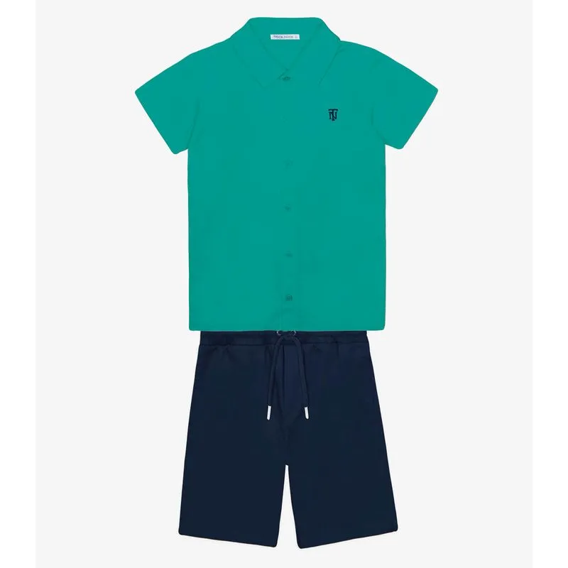Conjunto Menino Camisa Com Bermuda Trick Nick Verde 14