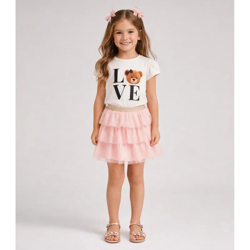 Blusa Infantil Feminina em Cotton Leve Trick Nick Bege 4