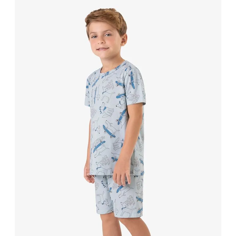 Pijama Meia Malha Rovi Kids Azul 4