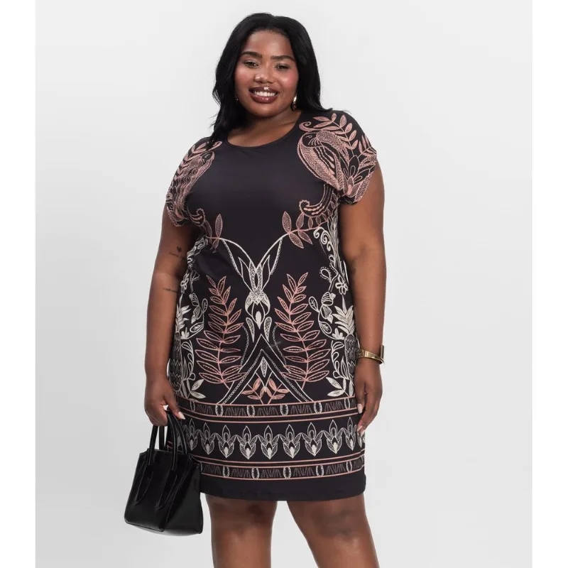 Vestido Curto Plus Size Secret Glam Preto Plus G3
