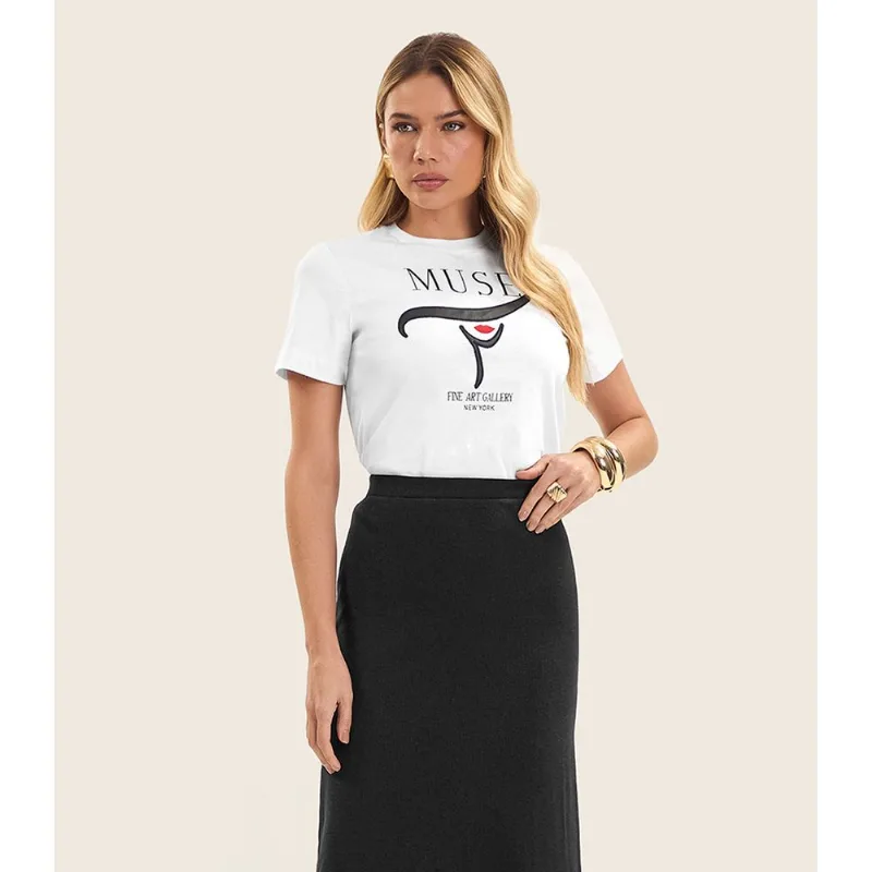 T- Shirt Feminina Manga Curta Endless Branco P