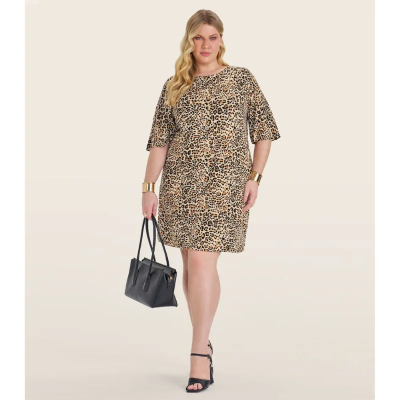 Vestido Curto Plus Size Viscotorcion Secret Glam Bege Plus G4