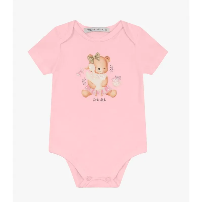Body Feminino Em Cotton Leve Trick Nick Rosa P