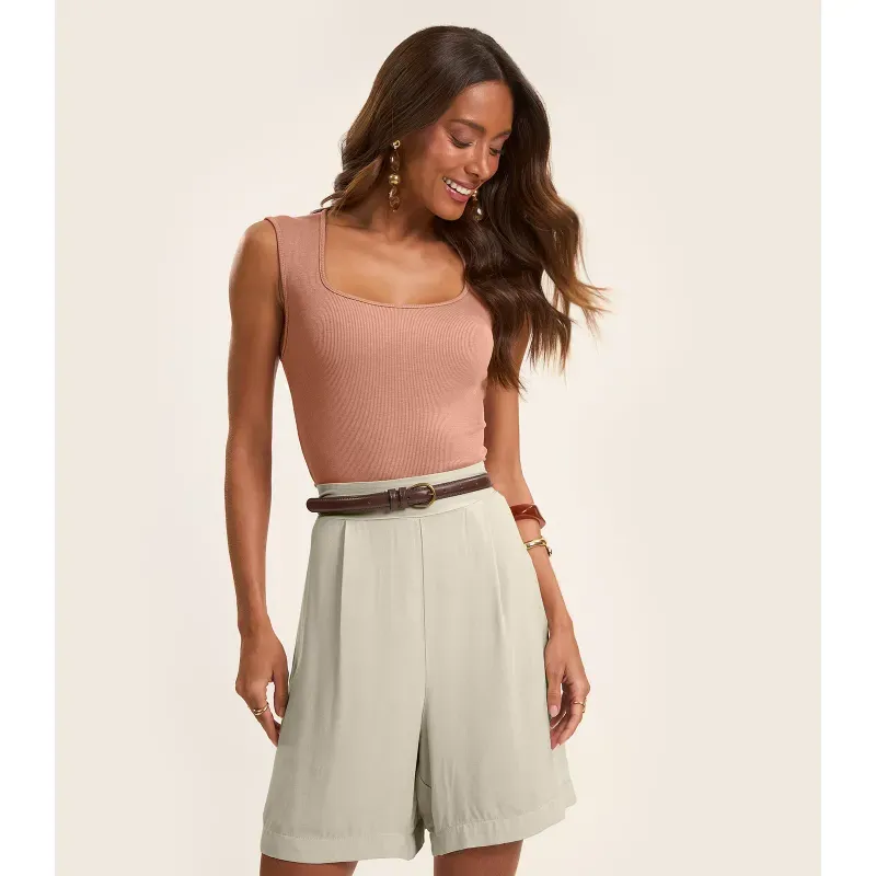 Regata Feminina em Ribana de Viscose Rovitex Marrom P