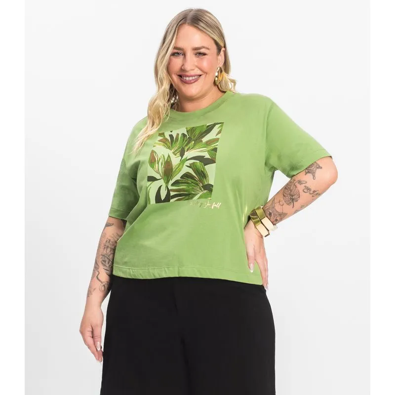 Camiseta Manga Curta Plus Size Secret Glam Verde Plus G2