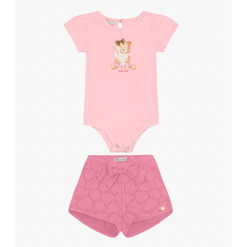 Conjunto Infantil Body com Shorts Trick Nick Rosa M