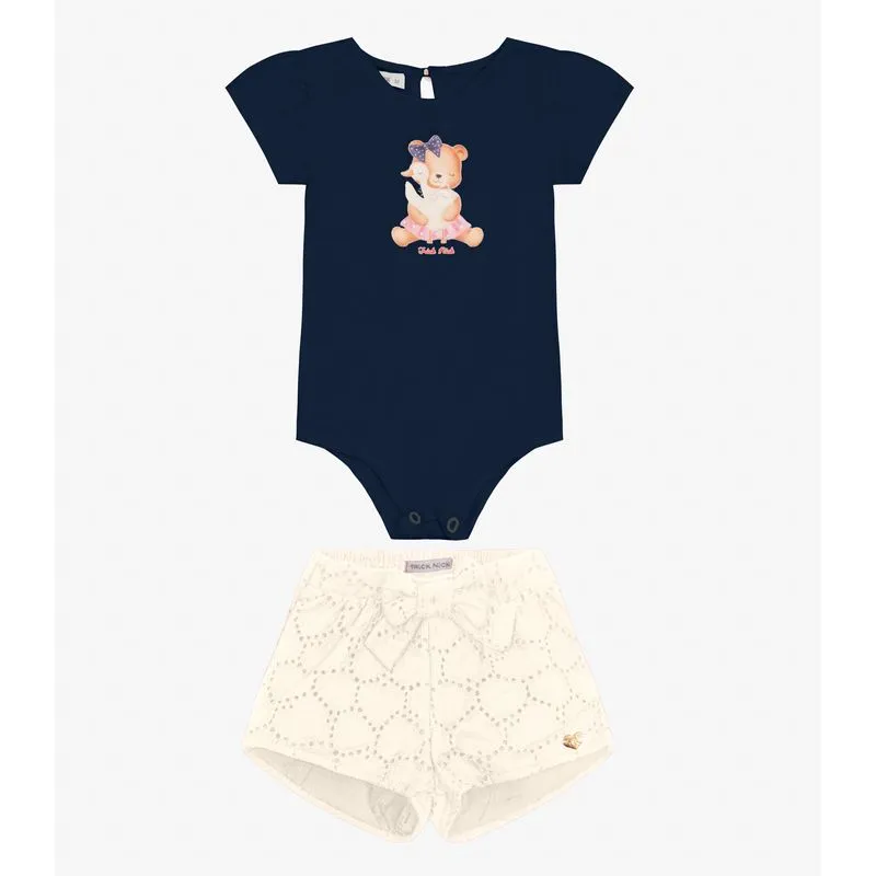 Conjunto Infantil Body com Shorts Trick Nick Azul Marinho M