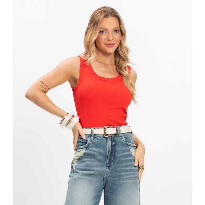 Regata em Ribana de Viscose Rovitex Laranja M