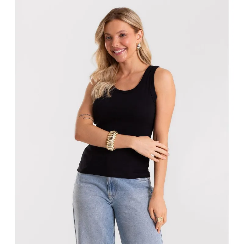 Regata em Ribana de Viscose Rovitex Preto M