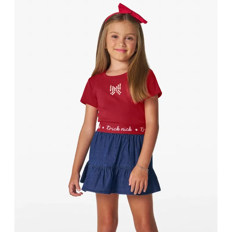 Blusa feminina infantil em Ribana 2x1 Trick Nick Vermelho 6