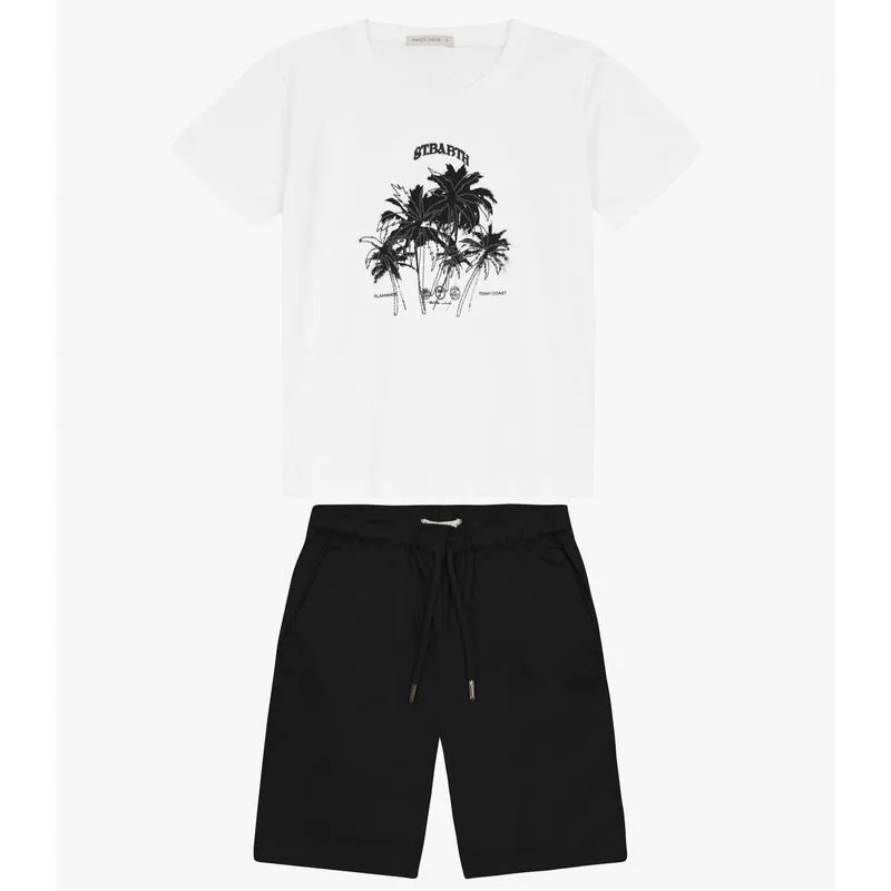 Conjunto Menino Camiseta Com Bermuda Trick Nick Branco 4