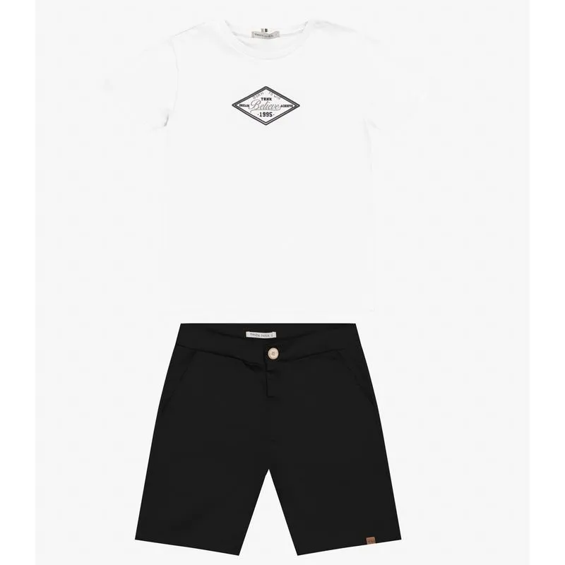 Conjunto Masculino Camiseta com Bermuda Trick Nick Branco 4