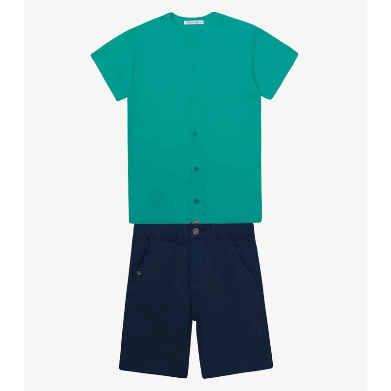 Conjunto Menino Camisa Com Bermuda Trick Nick Verde 14