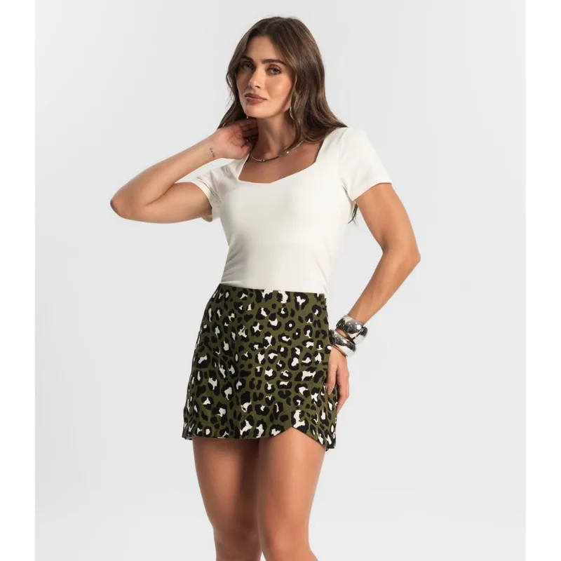 Shorts Saia Feminino Estampado Style Box Verde G