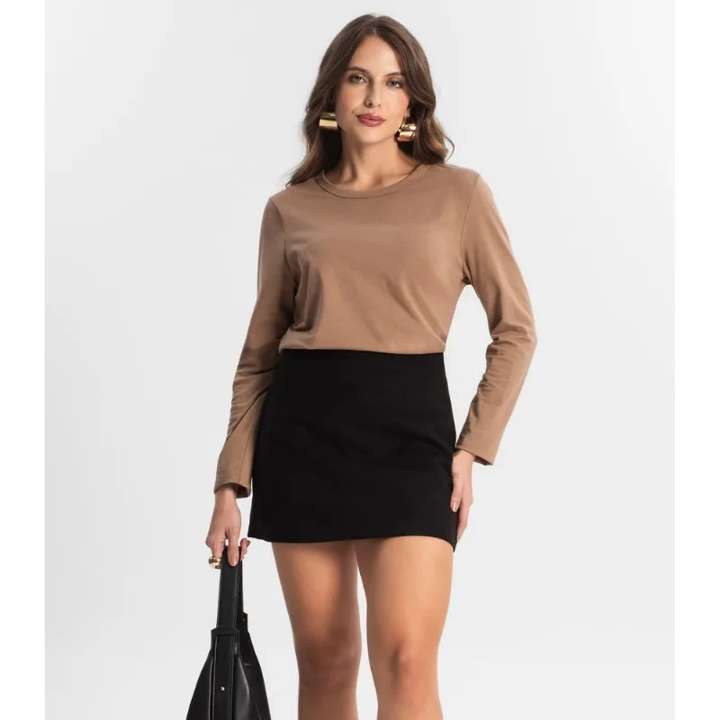 Saia Feminina Curta Lã Batida Style Box Preto M
