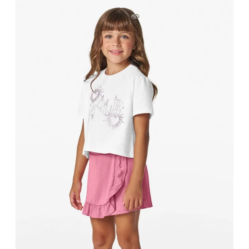 Conjunto Feminino Blusa Com Shorts Saia Trick Nick Branco 4