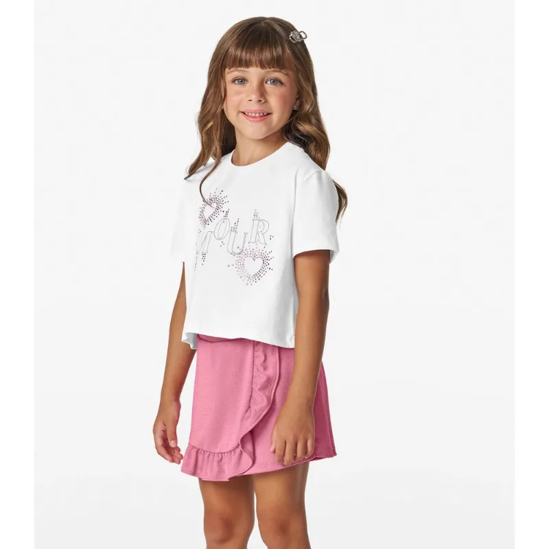 Conjunto Feminino Blusa com Shorts Saia Trick Nick Branco 8