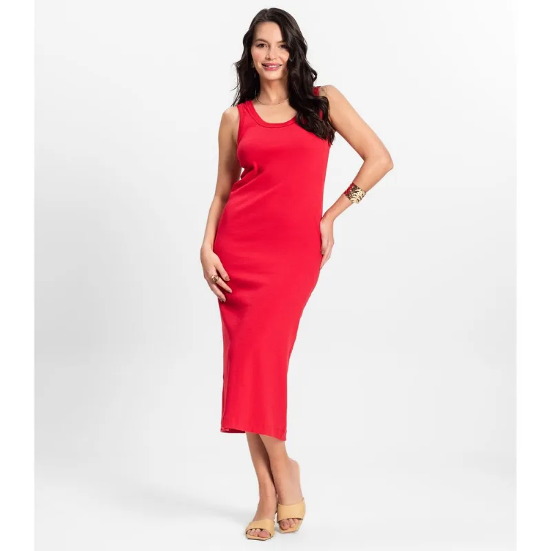 Vestido Midi em Ribana Rovitex Vermelho GG