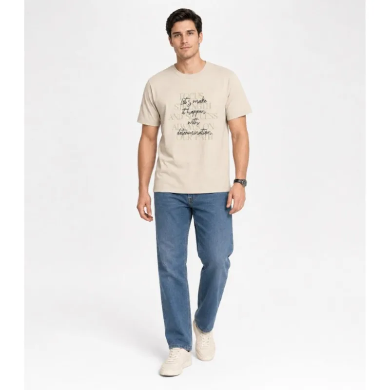Camiseta Masculina em Meia Malha Diametro Bege M