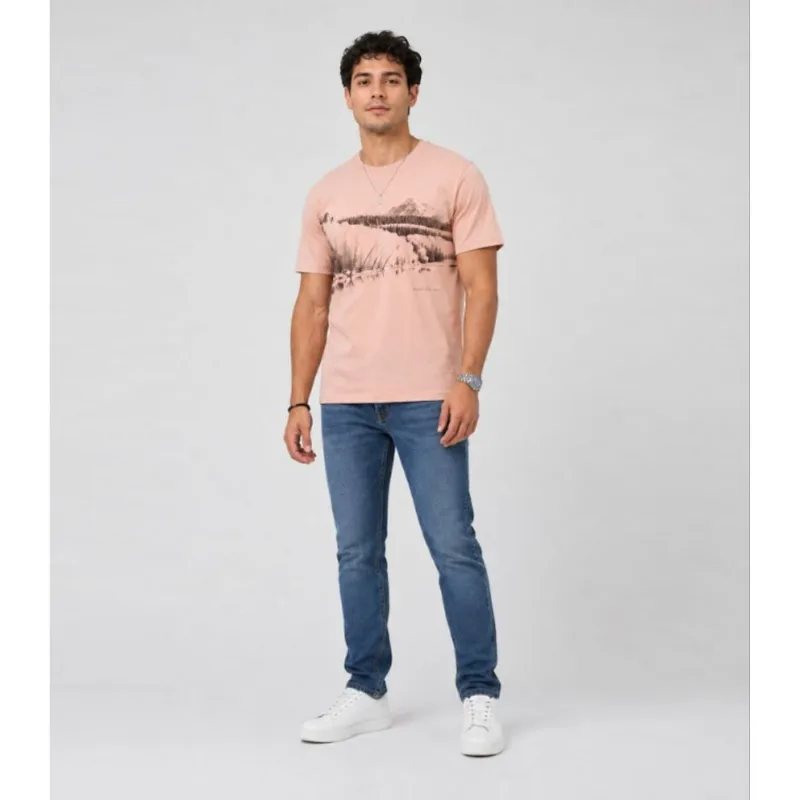 Camiseta Masculina em Meia Malha Diametro Rosa G