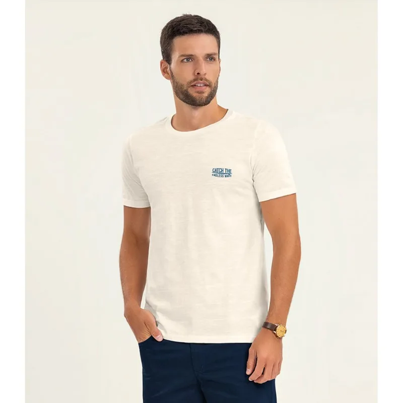 Camiseta Masculina Malha Maquinetada Diametro Bege G
