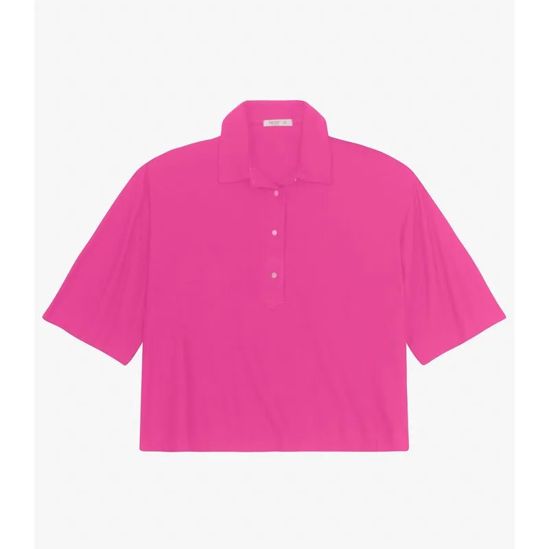 Blusa Manga Curta Plus Size Secret Glam Rosa Plus G1