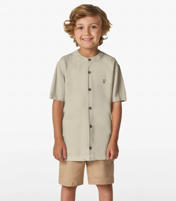 Camisa Menino Em Viscose Sarjada Trick Nick Bege 10