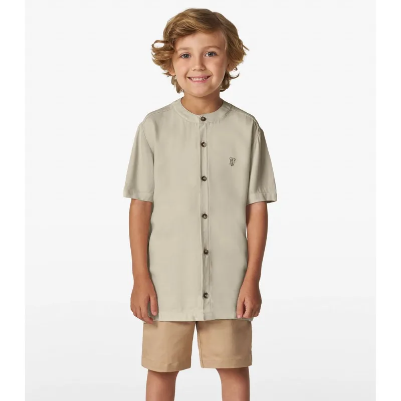 Camisa Menino Em Viscose Sarjada Trick Nick Bege 12