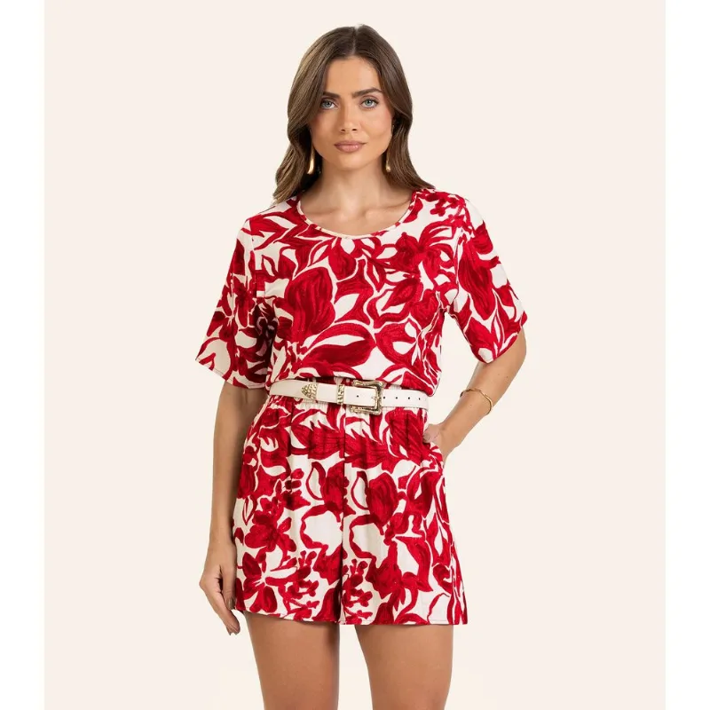 Conjunto Blusa com Shorts Feminino Endless Vermelho M