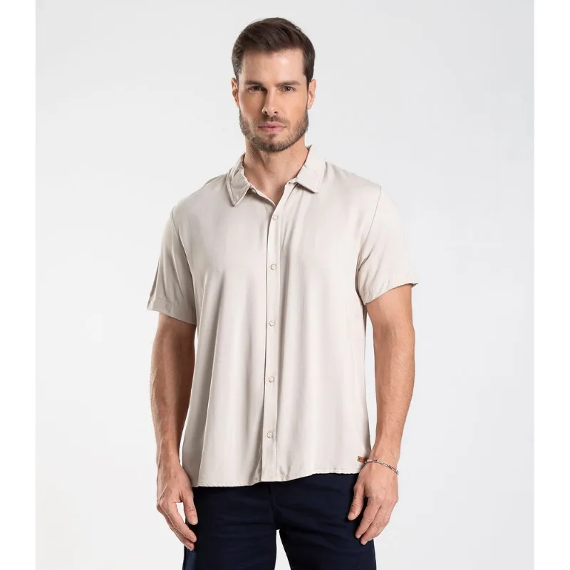 Camisa em Viscose Sarjada Masculina Diametro Bege GG