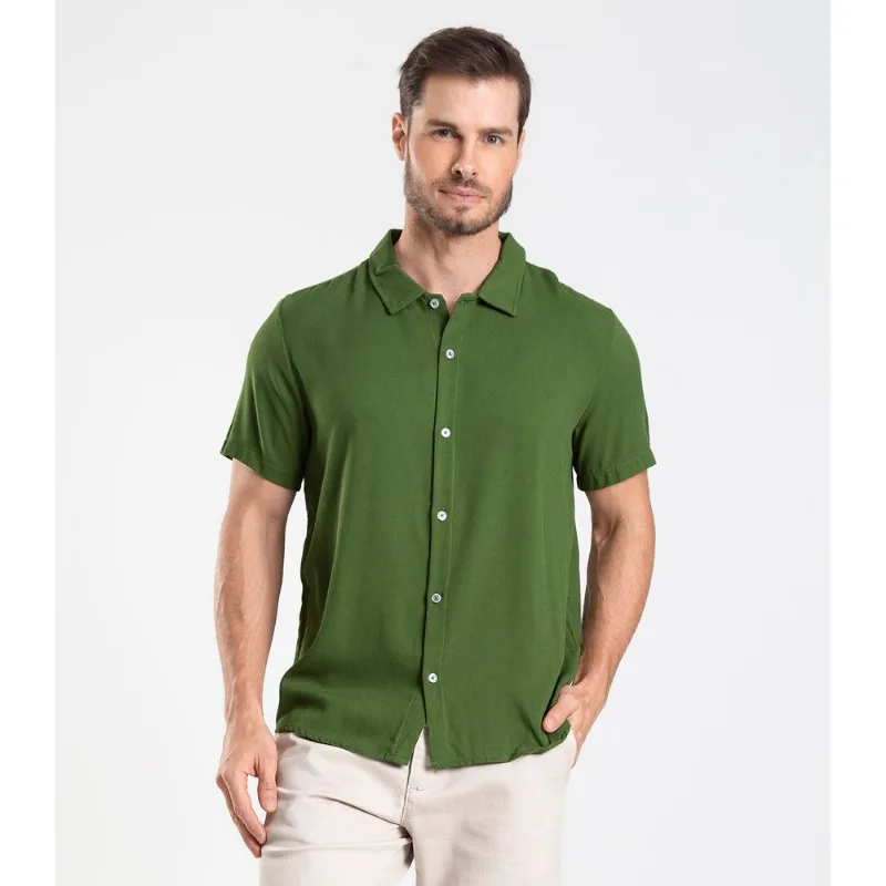 Camisa Viscose Dobby Masculina Diametro Verde P