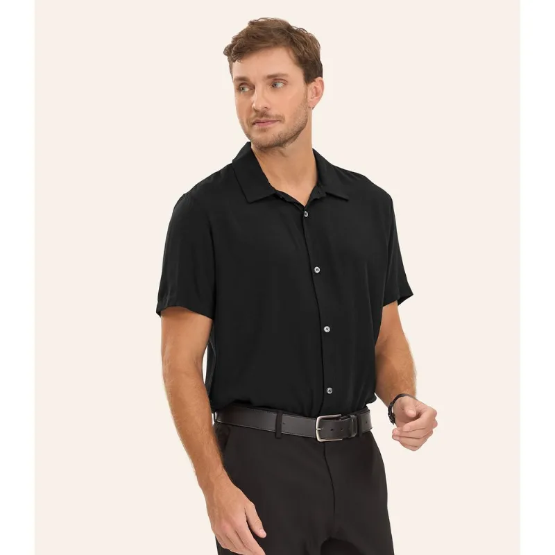 Camisa Viscose Dobby Masculina Diametro Preto M