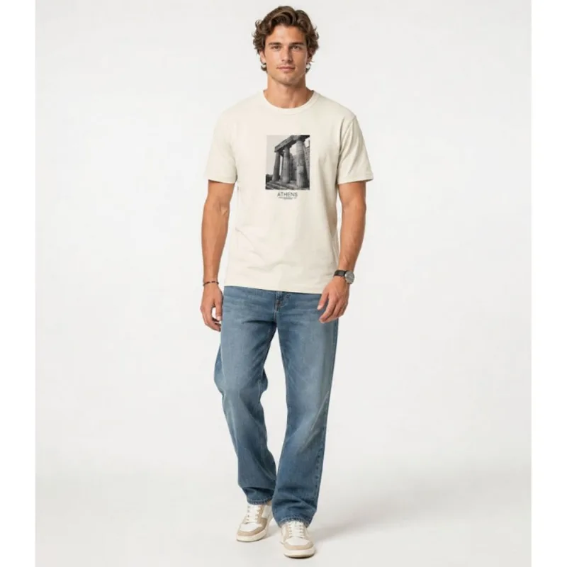 Camiseta Masculina em Meia Malha Diametro Bege GG
