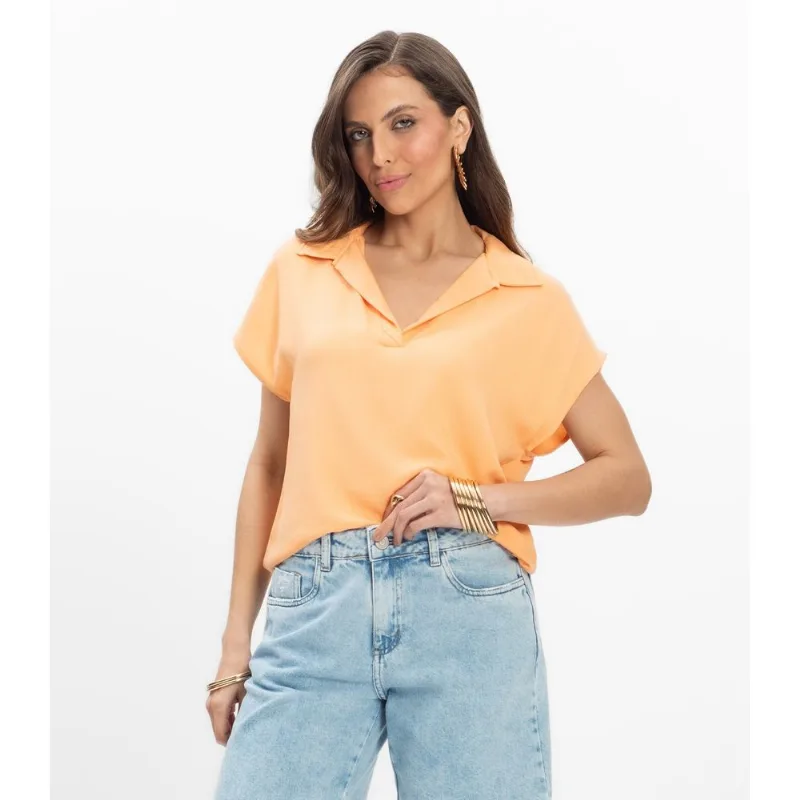 Polo Viscose Modena Feminino Endless Laranja GG