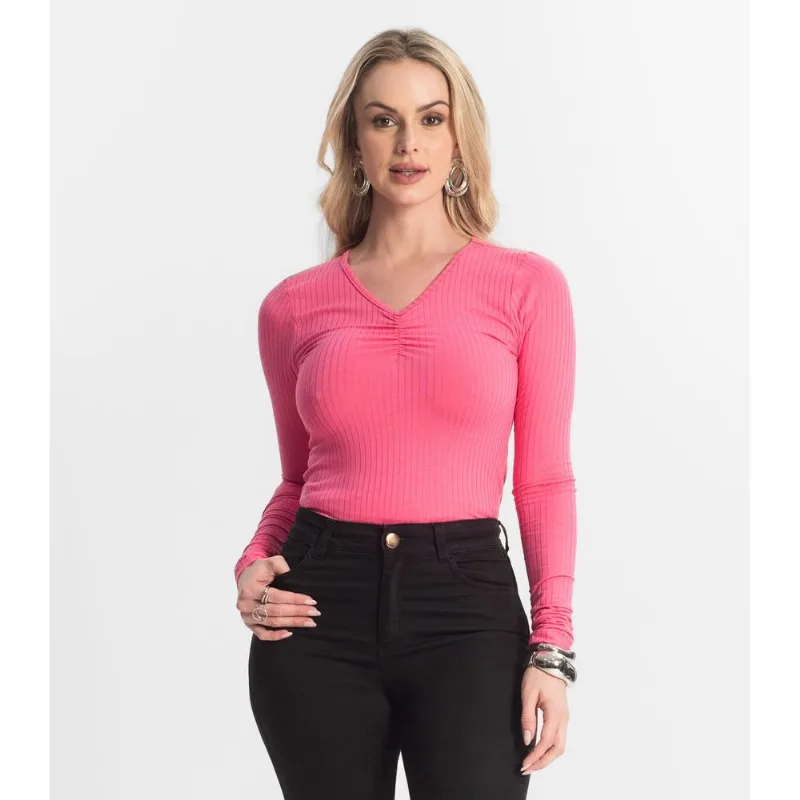 Blusa Feminina Canelada Select Rosa Gg
