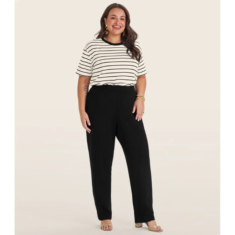 Calça Feminina Plus Size Em Molecotton Secret Glam Preto Plus G4