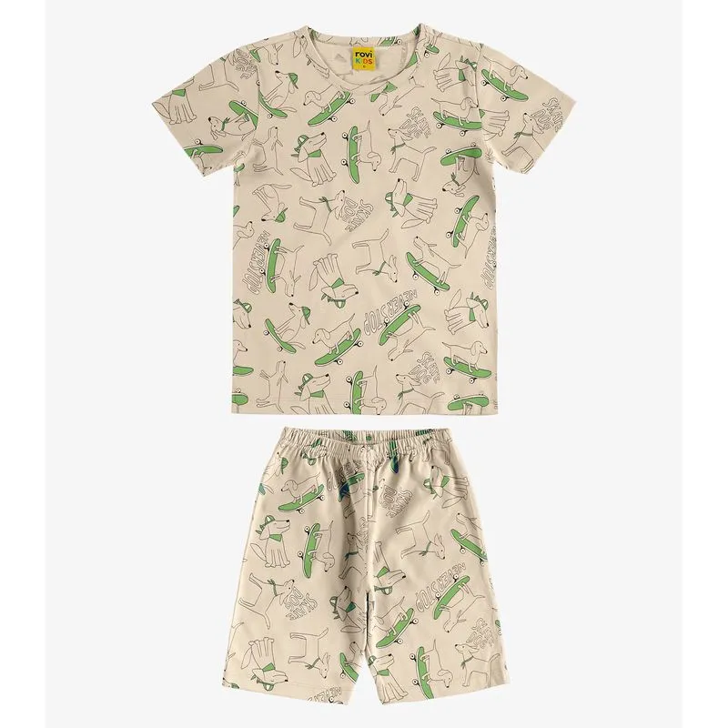 Pijama Meia Malha Rovi Kids Bege 3
