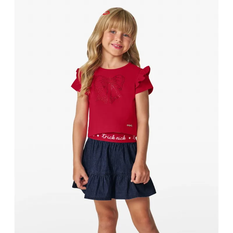 Conjunto Infantil Blusa Com Saia Trick Nick Vermelho 6