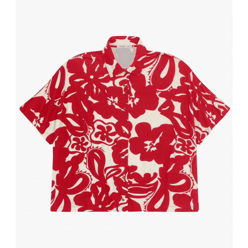 Camisa Manga Curta Plus Size Secret Glam Vermelho Plus G4