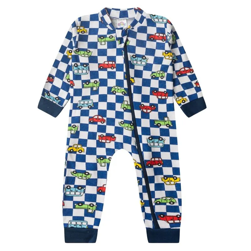 Macacao Infantil Manga Longa Com Ziper Kappes Azul 2