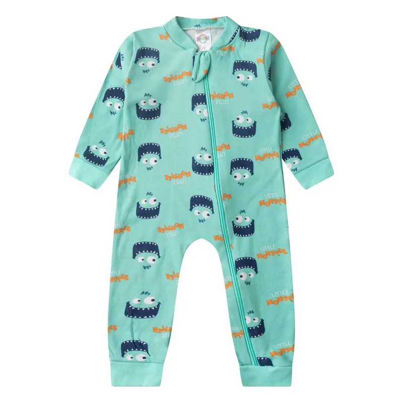 Macacao Infantil Manga Longa Com Ziper Kappes Verde 2