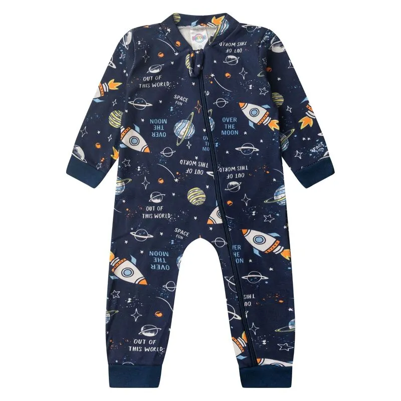Macacao Infantil Manga Longa Com Ziper Kappes Azul 3