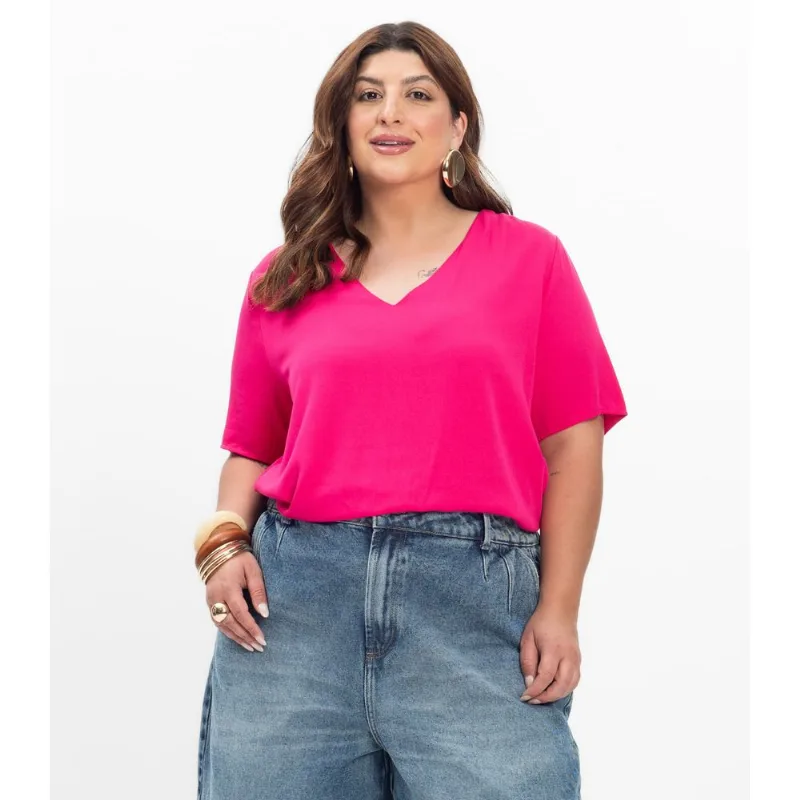 Blusa Feminina Plus Size Secret Glam Rosa Plus G2