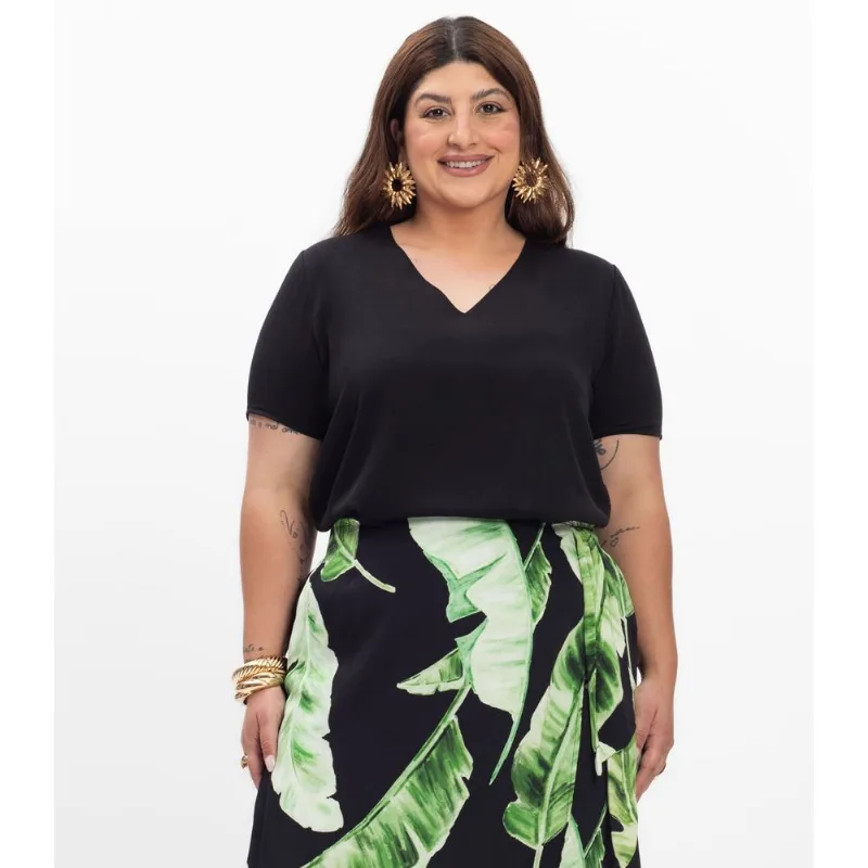Blusa Feminina Plus Size Secret Glam Preto Plus G1