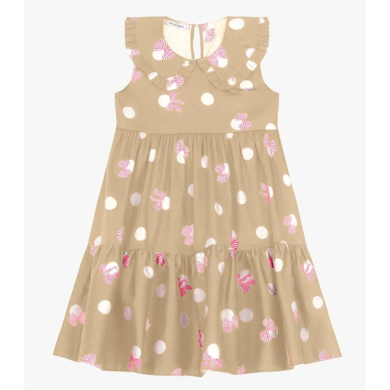 Vestido Infantil em Popeline Trick Nick Bege 2