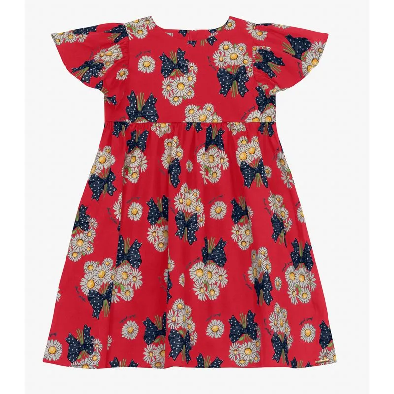Vestido em Popeline Estampado Trick Nick Vermelho 1