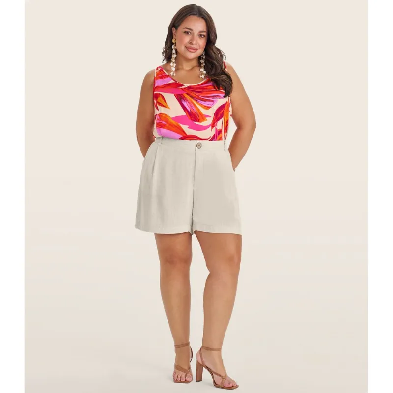 Regata Feminina Plus Size Em Viscose Secret Glam Laranja Plus G4