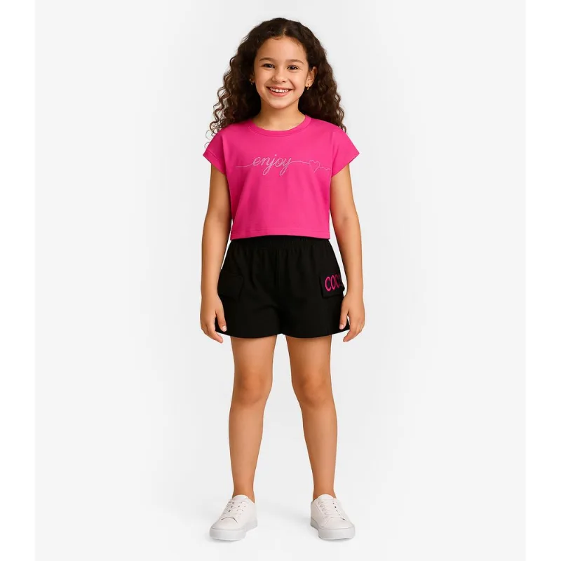 Conjunto Infantil Blusa Com Shorts Rovi Kids Rosa 4